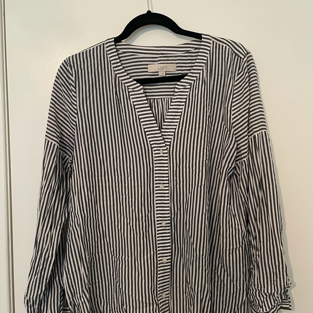 Striped half button down blouse